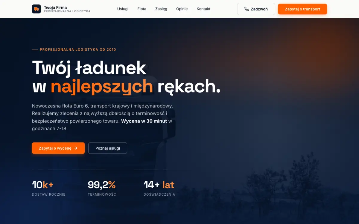 Projekt strony dla firmy transportowej